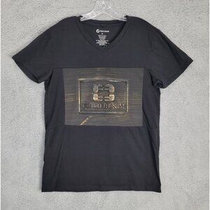 FRIED-DENIM Men's Size XL Black Stretchy Premium Slim Gold Logo V-neck T-Shirt